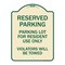 Signmission Reserved Parking Reserved Parking Lot for Resident Use Only Violators Will Be Towed, TG-1824-23040 A-DES-TG-1824-23040 - alternate 1